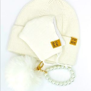 COPY - Matching Knit Face Mask Keychain Pom Beani…
